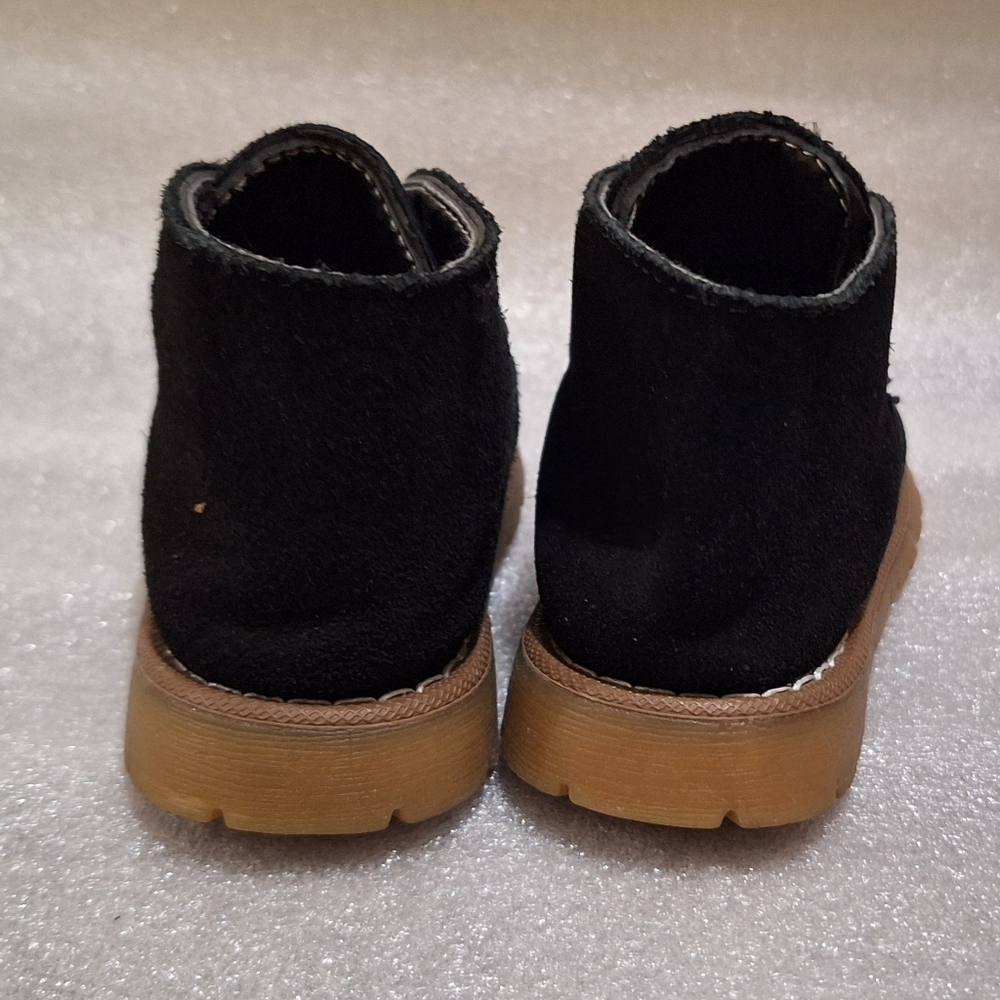Black Suede Toddler Booties with Tan Soles - Picture 4 of 6